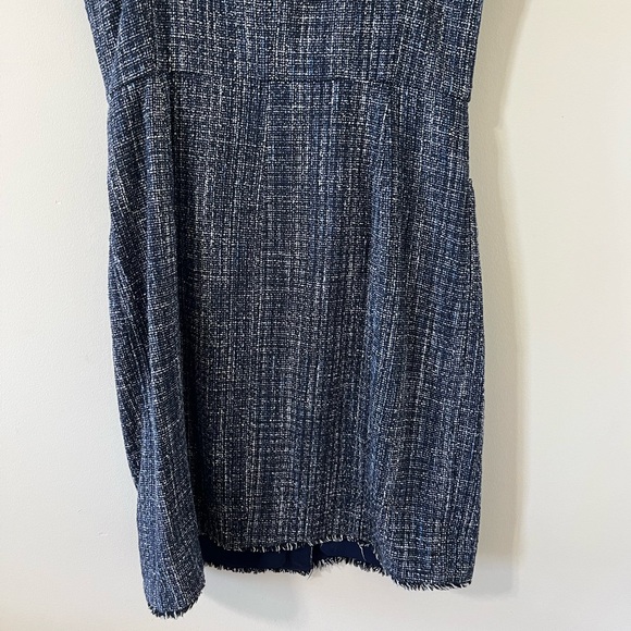Banana Republic Navy Blue Tweed Button-Front Sleeveless Mini Dress Size 10 - Picture 10 of 12